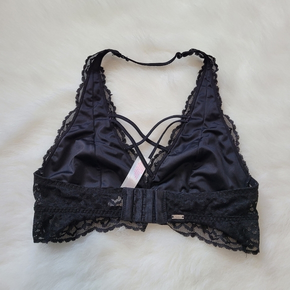 Victoria's Secrets Lace Halter Crisscross Black Bralette size S - Picture 2 of 4